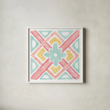 Watercolorful IX Turquoise by Beth Grove. Shown in a crisp white glass frame for a clean and minimalist style. Available as an archival giclee rolled canvas, fine art paper, or poster print. SKU 46982a.
