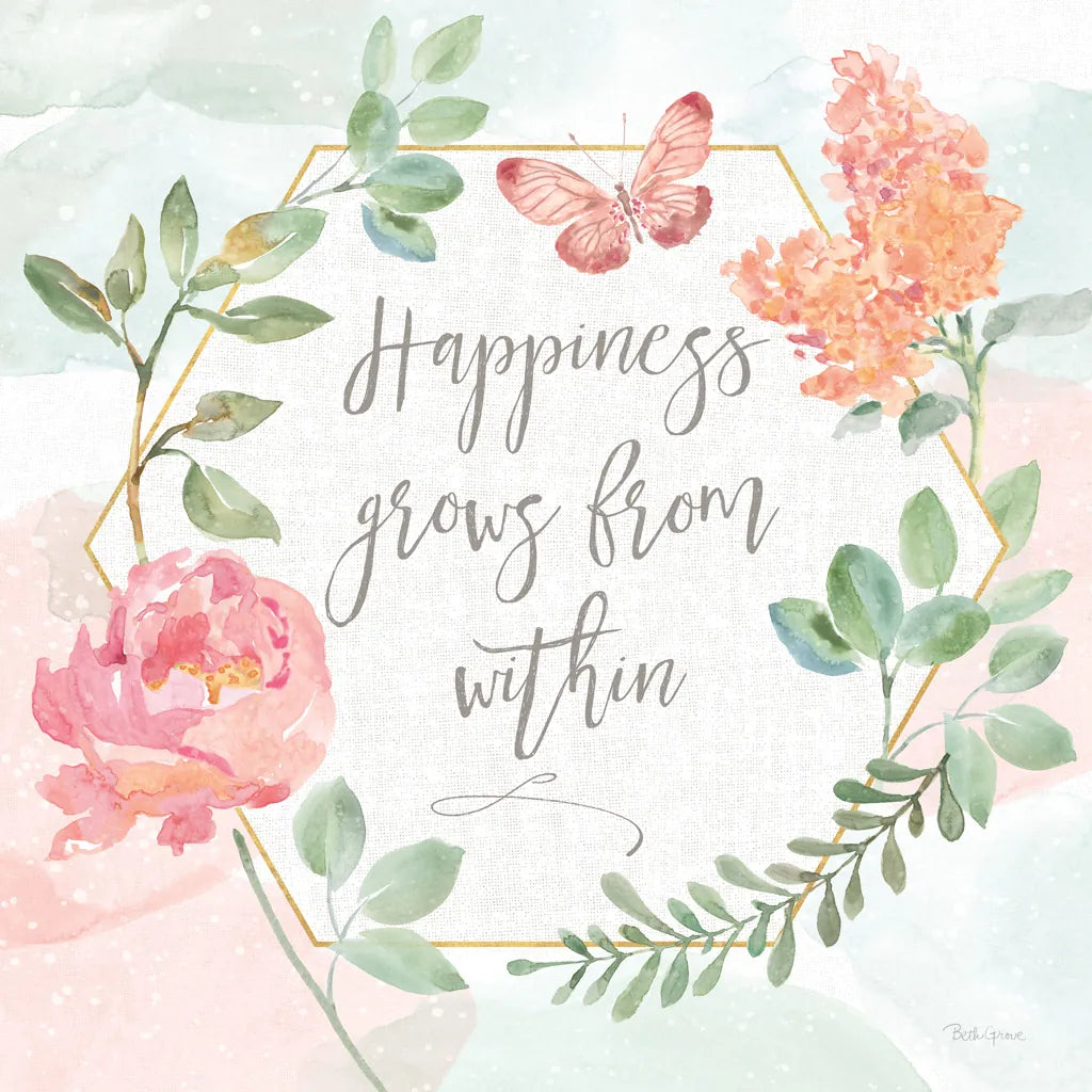 Watercolorful V Happiness by Beth Grove. SKU 46145a. Archival Giclee Fine art print for wall decor.