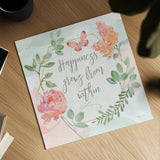 Watercolorful V Happiness by Beth Grove. Shown as a detailed flat fine art print, highlighting archival giclee quality. Available as an archival giclee rolled canvas, fine art paper, or poster print. SKU 46145a.