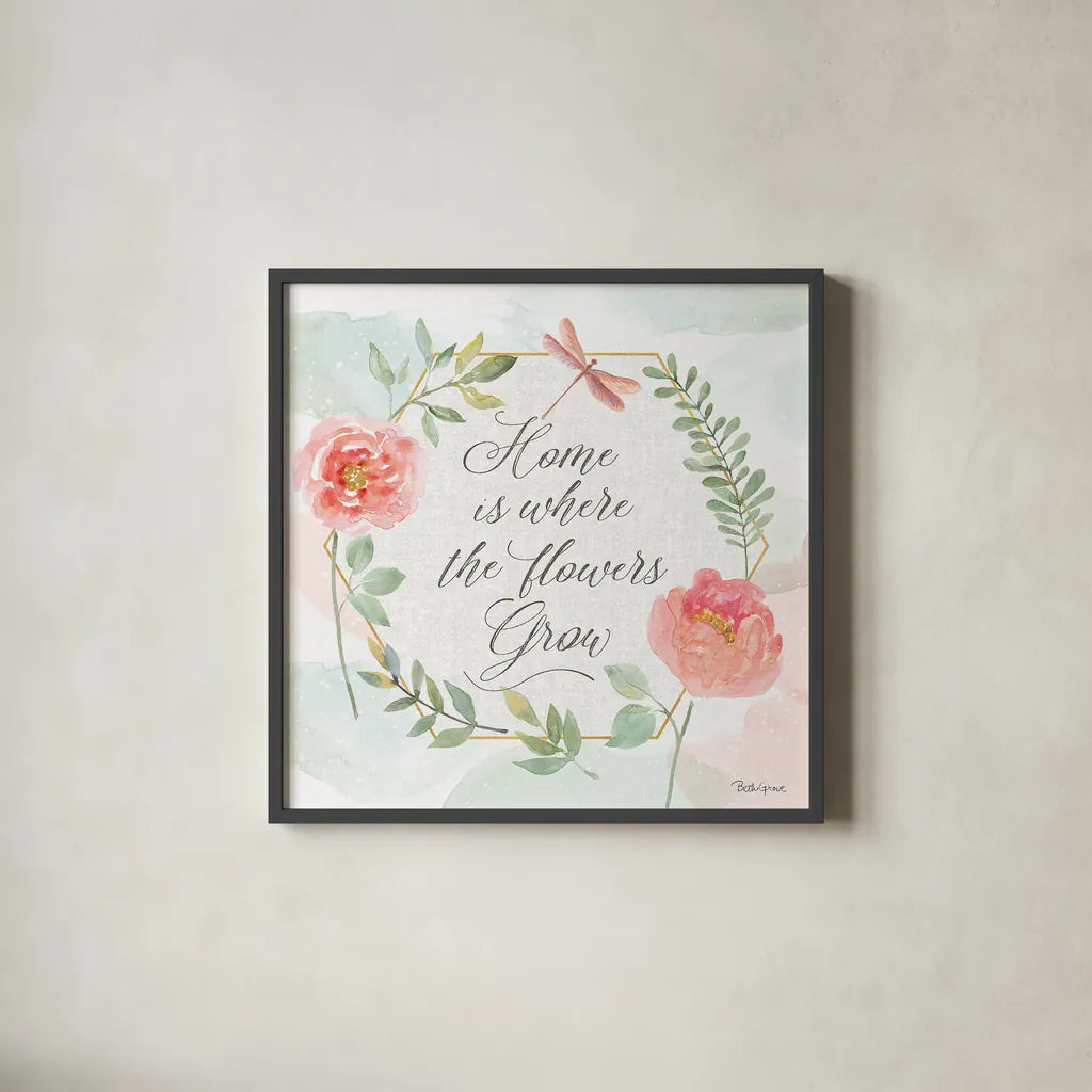 Watercolorful VI by Beth Grove. Shown in a sleek black glass frame for a contemporary gallery look. Available as an archival giclee rolled canvas, fine art paper, or poster print. SKU 45415a.