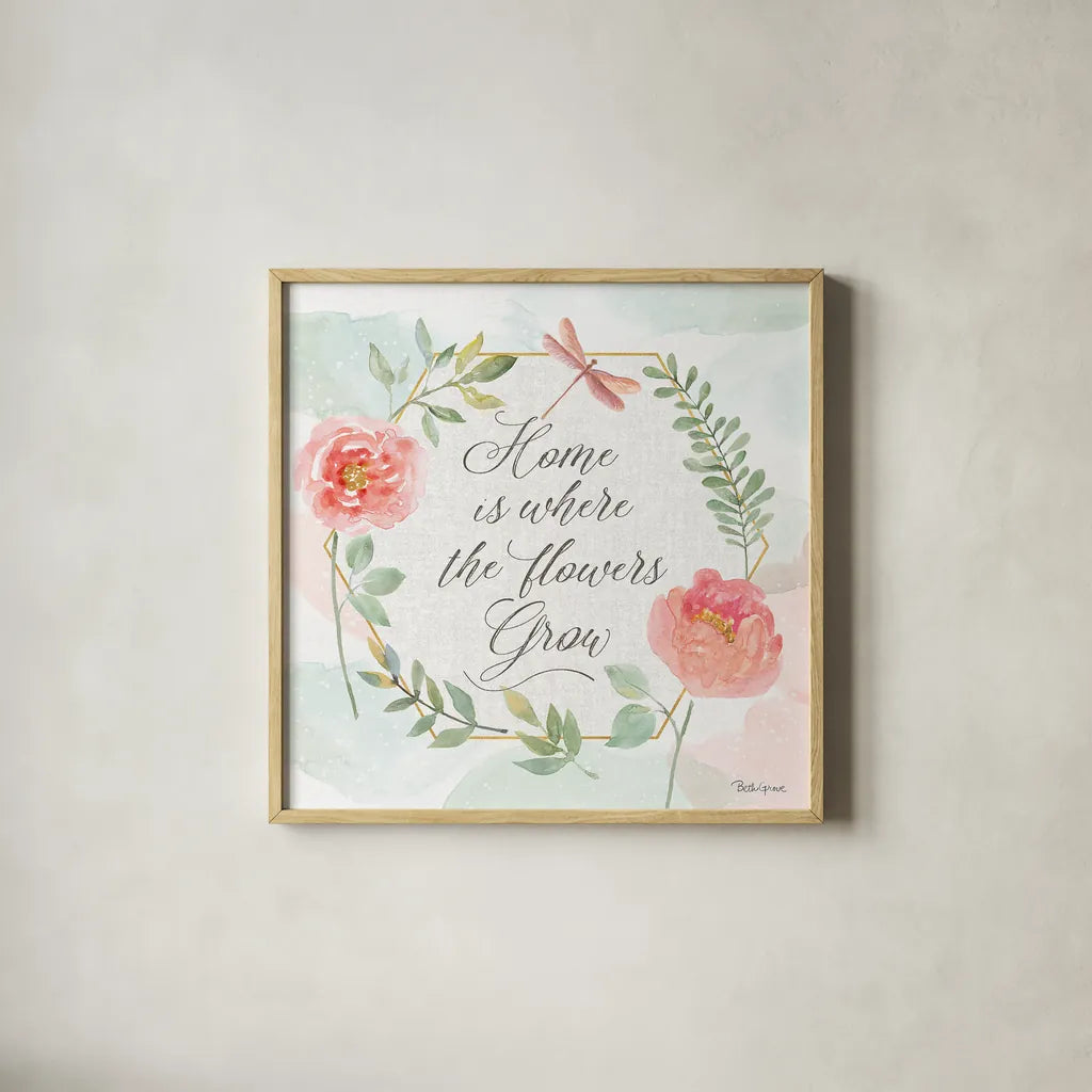 Watercolorful VI by Beth Grove. Shown in a natural wood glass frame for a timeless modern aesthetic. Available as an archival giclee rolled canvas, fine art paper, or poster print. SKU 45415a.