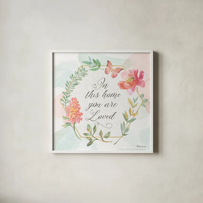 Watercolorful VII by Beth Grove. Shown in a crisp white glass frame for a clean and minimalist style. Available as an archival giclee rolled canvas, fine art paper, or poster print. SKU 45416a.