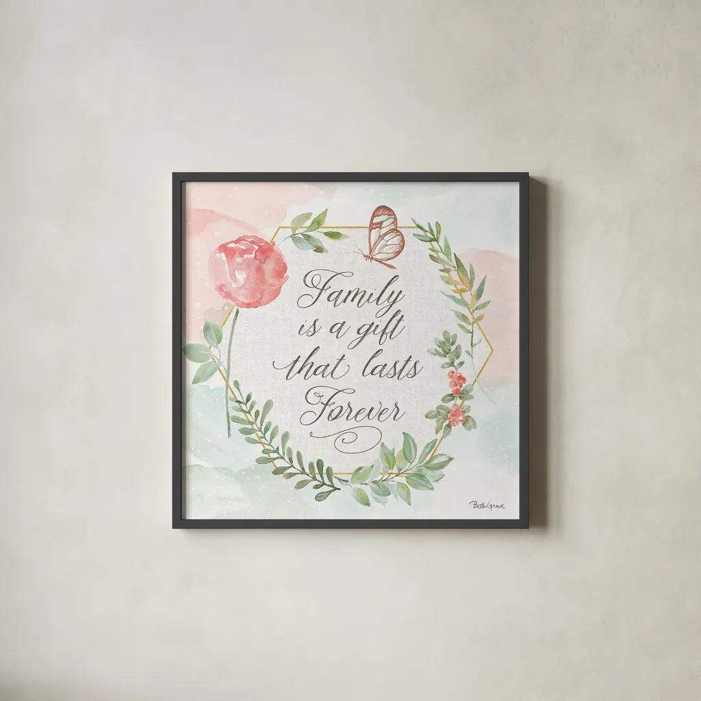 Watercolorful VIII by Beth Grove. Shown in a sleek black glass frame for a contemporary gallery look. Available as an archival giclee rolled canvas, fine art paper, or poster print. SKU 45417a.