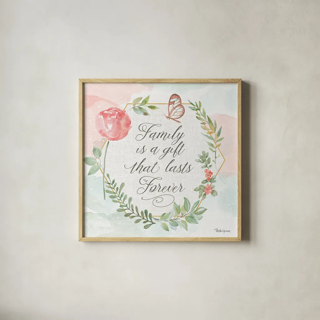 Watercolorful VIII by Beth Grove. Shown in a natural wood glass frame for a timeless modern aesthetic. Available as an archival giclee rolled canvas, fine art paper, or poster print. SKU 45417a.