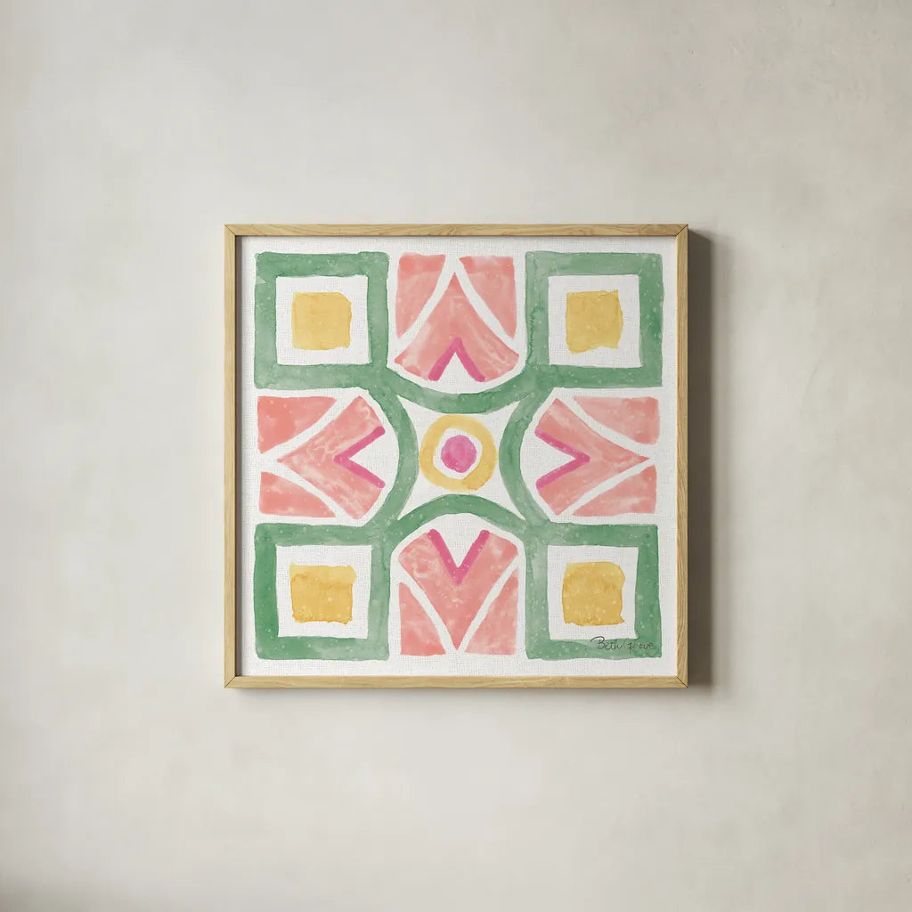 Watercolorful X by Beth Grove. Shown in a natural wood glass frame for a timeless modern aesthetic. Available as an archival giclee rolled canvas, fine art paper, or poster print. SKU 45419a.