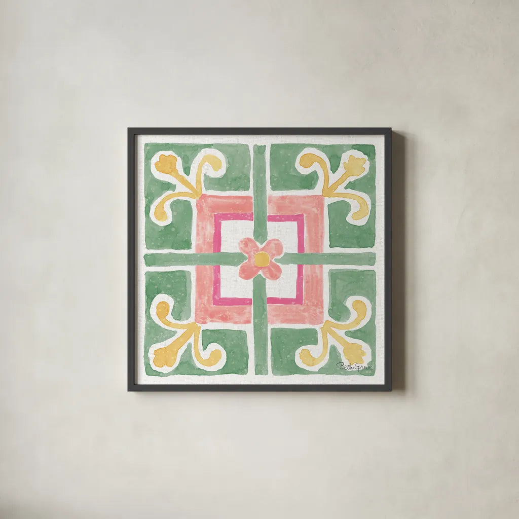 Watercolorful XI by Beth Grove. Shown in a sleek black glass frame for a contemporary gallery look. Available as an archival giclee rolled canvas, fine art paper, or poster print. SKU 45420a.