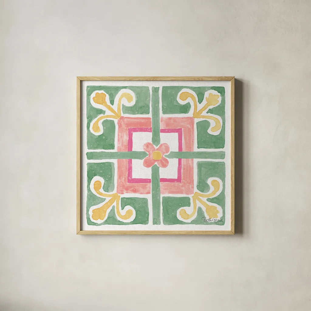 Watercolorful XI by Beth Grove. Shown in a natural wood glass frame for a timeless modern aesthetic. Available as an archival giclee rolled canvas, fine art paper, or poster print. SKU 45420a.