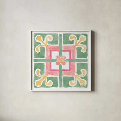 Watercolorful XI by Beth Grove. Shown in a crisp white glass frame for a clean and minimalist style. Available as an archival giclee rolled canvas, fine art paper, or poster print. SKU 45420a.