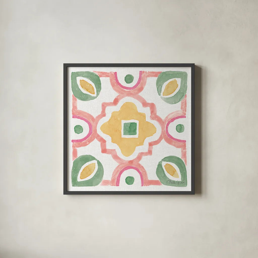 Watercolorful XII by Beth Grove. Shown in a sleek black glass frame for a contemporary gallery look. Available as an archival giclee rolled canvas, fine art paper, or poster print. SKU 45421a.