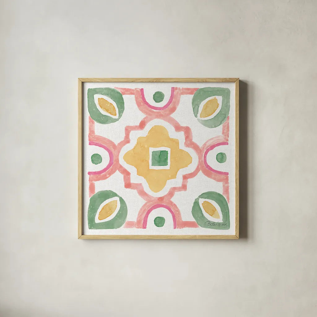 Watercolorful XII by Beth Grove. Shown in a natural wood glass frame for a timeless modern aesthetic. Available as an archival giclee rolled canvas, fine art paper, or poster print. SKU 45421a.