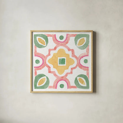 Watercolorful XII by Beth Grove. Shown in a natural wood glass frame for a timeless modern aesthetic. Available as an archival giclee rolled canvas, fine art paper, or poster print. SKU 45421a.