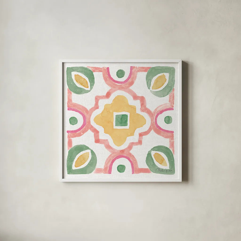 Watercolorful XII by Beth Grove. Shown in a crisp white glass frame for a clean and minimalist style. Available as an archival giclee rolled canvas, fine art paper, or poster print. SKU 45421a.