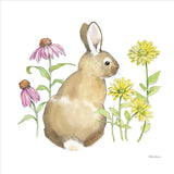 Wildflower Bunnies I Sq by Beth Grove. SKU 24699a. Archival Giclee Fine art print for wall decor.