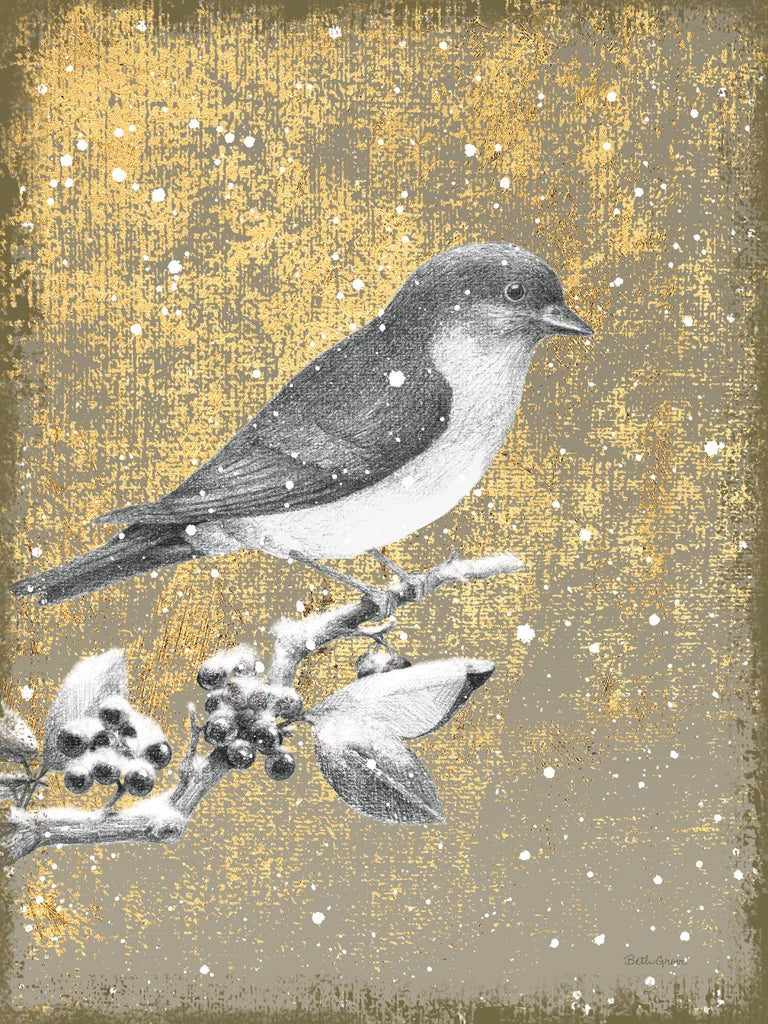 Winter Birds Bluebird Neutral by Beth Grove