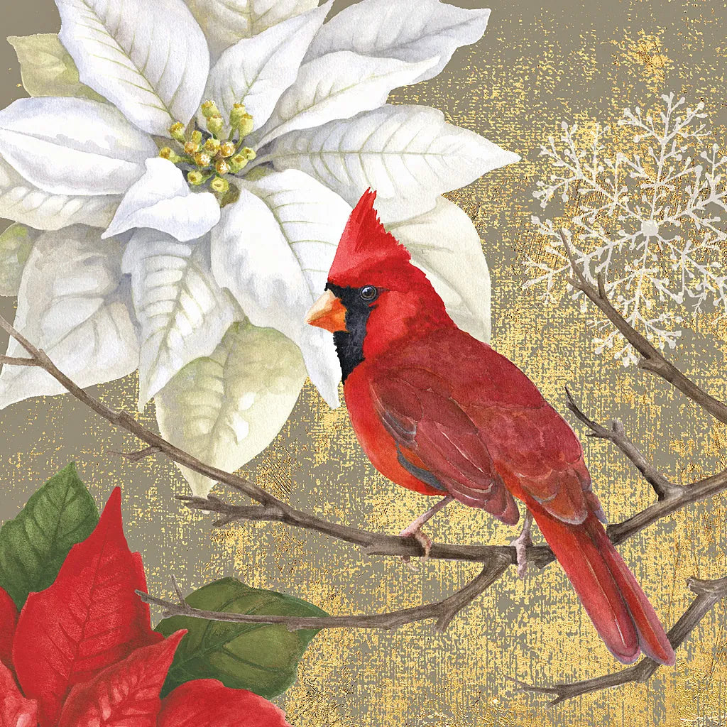Winter Birds Cardinal Collage by Beth Grove. SKU 21940a. Archival Giclee Fine art print for wall decor.