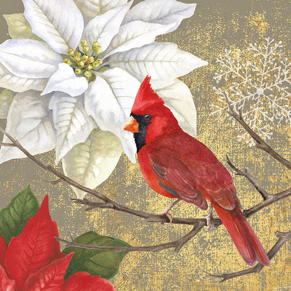 Winter Birds Cardinal Collage by Beth Grove. SKU 21940a. Archival Giclee Fine art print for wall decor.