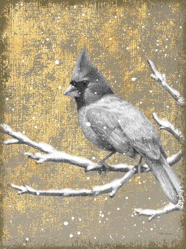 Winter Birds Cardinal Neutral by Beth Grove
