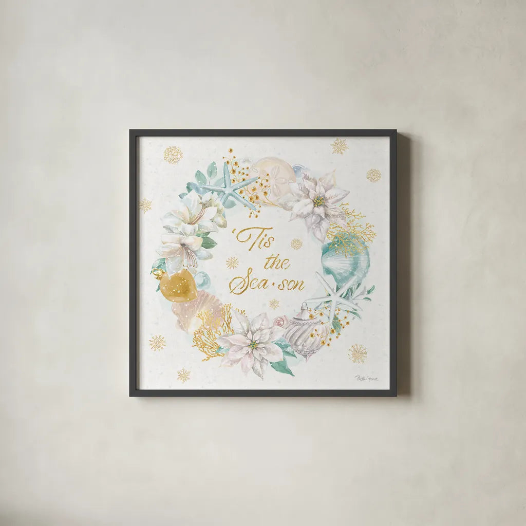 Winter Coast IV by Beth Grove. Shown in a sleek black glass frame for a contemporary gallery look. Available as an archival giclee rolled canvas, fine art paper, or poster print. SKU 48525a.