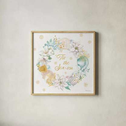 Winter Coast IV by Beth Grove. Shown in a natural wood glass frame for a timeless modern aesthetic. Available as an archival giclee rolled canvas, fine art paper, or poster print. SKU 48525a.