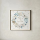 Winter Coast IV Blue by Beth Grove. Shown in a natural wood glass frame for a timeless modern aesthetic. Available as an archival giclee rolled canvas, fine art paper, or poster print. SKU 80174a.