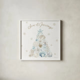 Winter Coast V Blue by Beth Grove. Shown in a crisp white glass frame for a clean and minimalist style. Available as an archival giclee rolled canvas, fine art paper, or poster print. SKU 80175a.