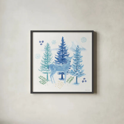 Winter Sparkle I by Beth Grove. Shown in a sleek black glass frame for a contemporary gallery look. Available as an archival giclee rolled canvas, fine art paper, or poster print. SKU 91657a.