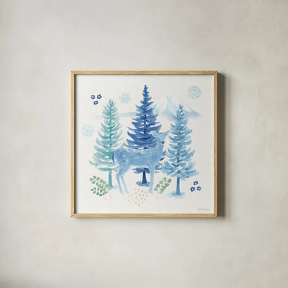 Winter Sparkle I by Beth Grove. Shown in a natural wood glass frame for a timeless modern aesthetic. Available as an archival giclee rolled canvas, fine art paper, or poster print. SKU 91657a.