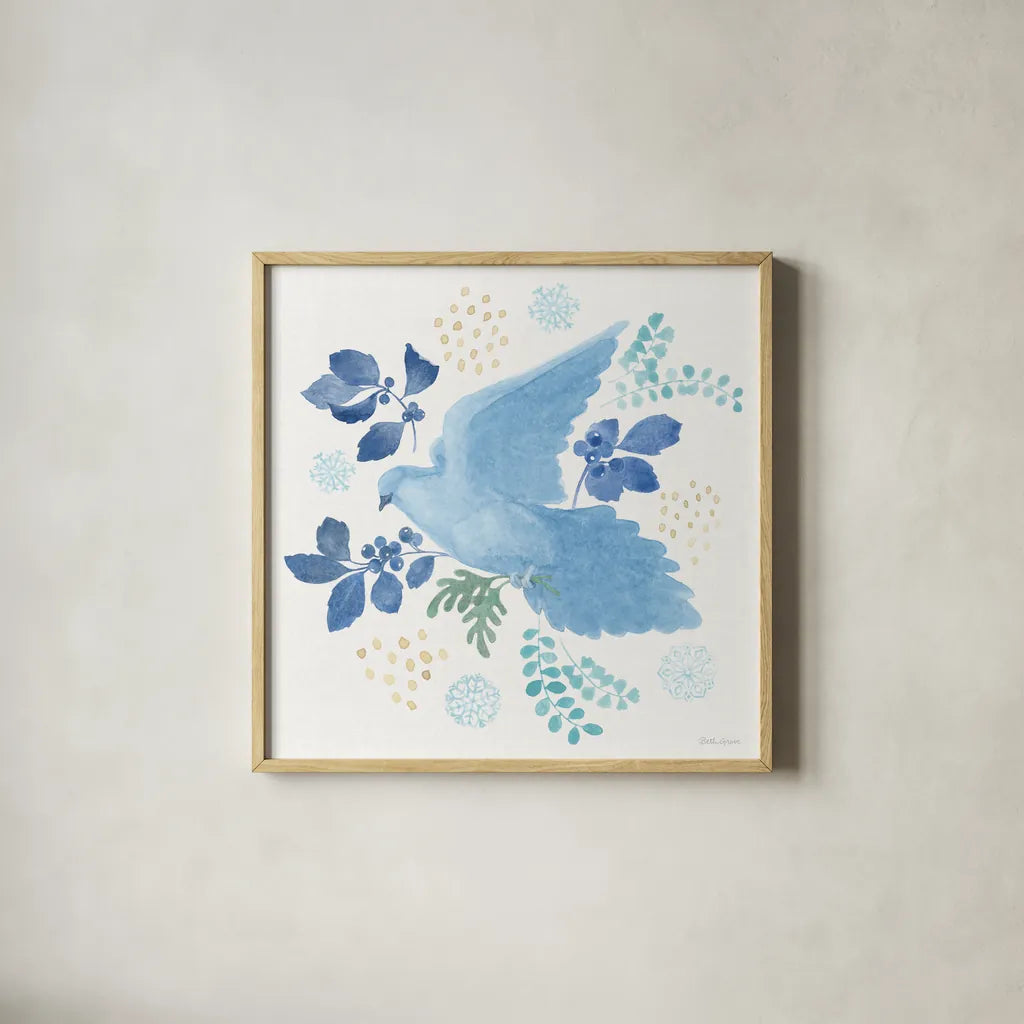 Winter Sparkle II by Beth Grove. Shown in a natural wood glass frame for a timeless modern aesthetic. Available as an archival giclee rolled canvas, fine art paper, or poster print. SKU 91658a.