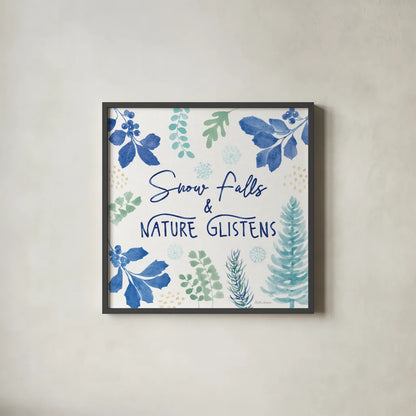 Winter Sparkle V by Beth Grove. Shown in a sleek black glass frame for a contemporary gallery look. Available as an archival giclee rolled canvas, fine art paper, or poster print. SKU 91661a.