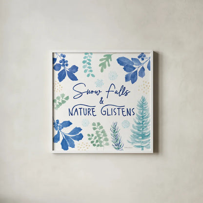 Winter Sparkle V by Beth Grove. Shown in a crisp white glass frame for a clean and minimalist style. Available as an archival giclee rolled canvas, fine art paper, or poster print. SKU 91661a.