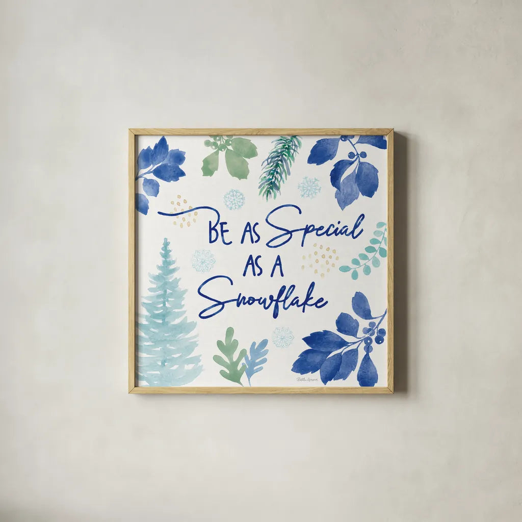 Winter Sparkle VI by Beth Grove. Shown in a natural wood glass frame for a timeless modern aesthetic. Available as an archival giclee rolled canvas, fine art paper, or poster print. SKU 91662a.