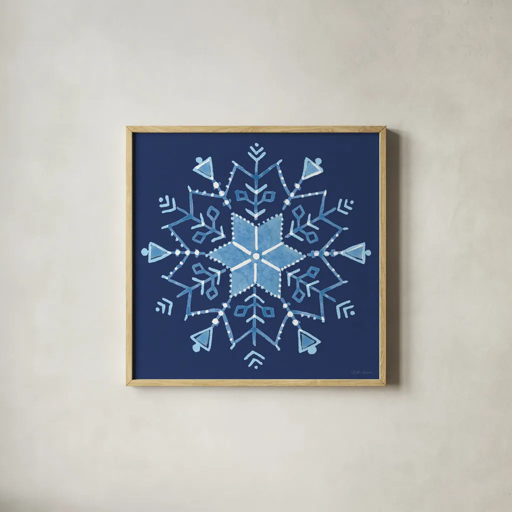 Winter Sparkle VII by Beth Grove. Shown in a natural wood glass frame for a timeless modern aesthetic. Available as an archival giclee rolled canvas, fine art paper, or poster print. SKU 91663a.