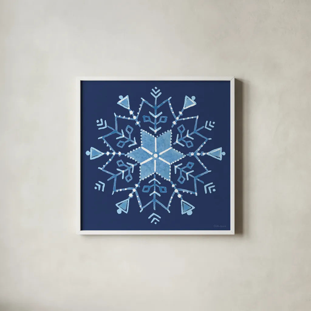 Winter Sparkle VII by Beth Grove. Shown in a crisp white glass frame for a clean and minimalist style. Available as an archival giclee rolled canvas, fine art paper, or poster print. SKU 91663a.