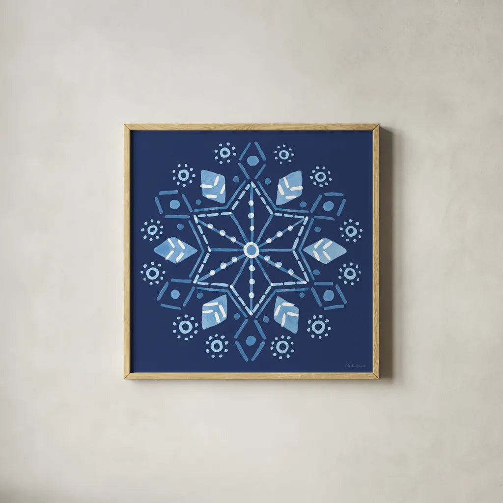 Winter Sparkle VIII by Beth Grove. Shown in a natural wood glass frame for a timeless modern aesthetic. Available as an archival giclee rolled canvas, fine art paper, or poster print. SKU 91664a.
