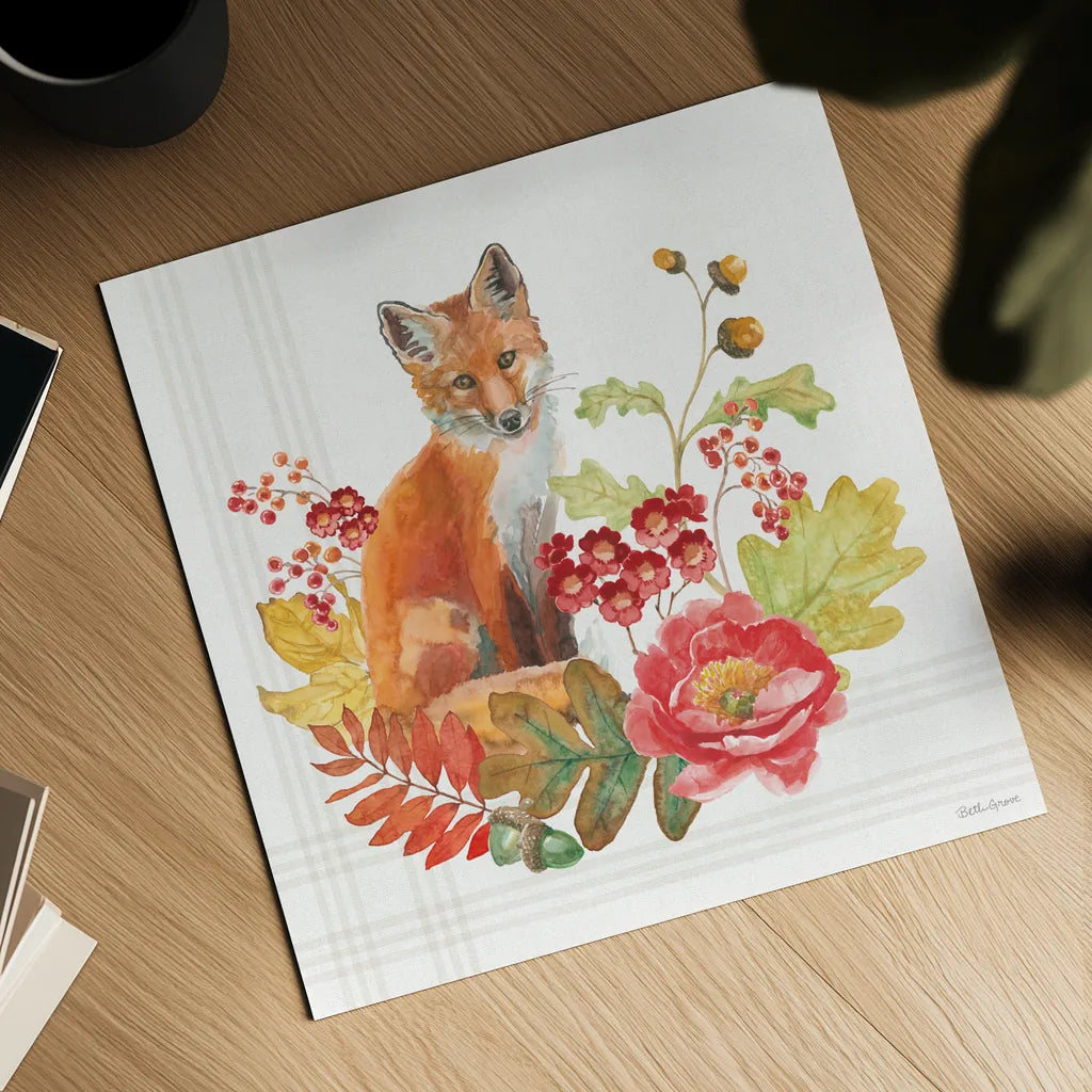 Wooded Harvest II by Beth Grove. Shown as a detailed flat fine art print, highlighting archival giclee quality. Available as an archival giclee rolled canvas, fine art paper, or poster print. SKU 80869a.