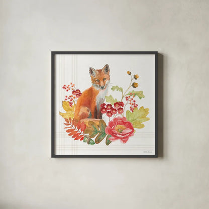 Wooded Harvest II by Beth Grove. Shown in a sleek black glass frame for a contemporary gallery look. Available as an archival giclee rolled canvas, fine art paper, or poster print. SKU 80869a.