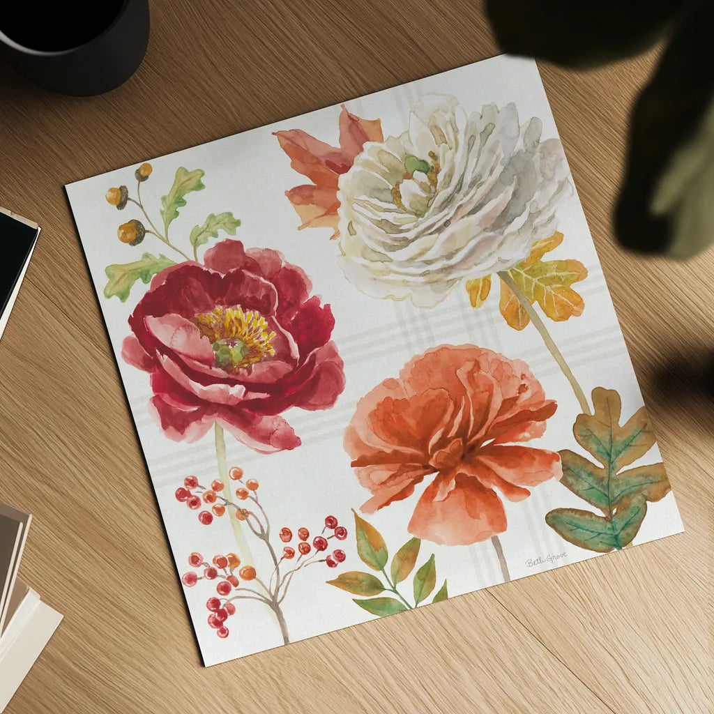 Wooded Harvest IX by Beth Grove. Shown as a detailed flat fine art print, highlighting archival giclee quality. Available as an archival giclee rolled canvas, fine art paper, or poster print. SKU 80876a.