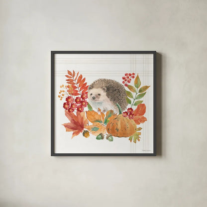 Wooded Harvest V by Beth Grove. Shown in a sleek black glass frame for a contemporary gallery look. Available as an archival giclee rolled canvas, fine art paper, or poster print. SKU 80872a.