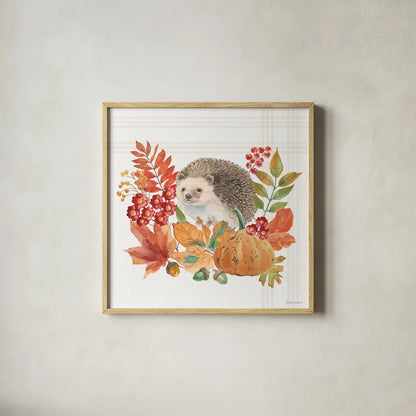 Wooded Harvest V by Beth Grove. Shown in a natural wood glass frame for a timeless modern aesthetic. Available as an archival giclee rolled canvas, fine art paper, or poster print. SKU 80872a.