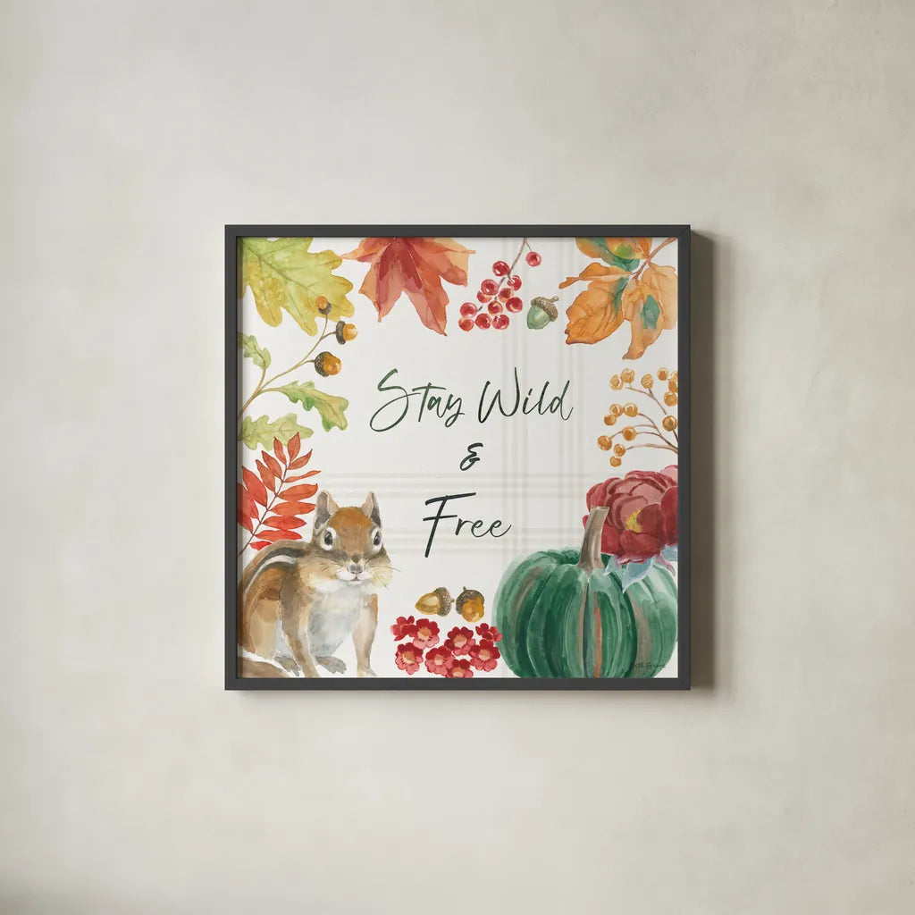 Wooded Harvest VI by Beth Grove. Shown in a sleek black glass frame for a contemporary gallery look. Available as an archival giclee rolled canvas, fine art paper, or poster print. SKU 80873a.