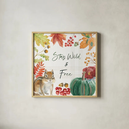 Wooded Harvest VI by Beth Grove. Shown in a natural wood glass frame for a timeless modern aesthetic. Available as an archival giclee rolled canvas, fine art paper, or poster print. SKU 80873a.