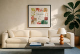Wooded Harvest VI by Beth Grove. Displayed in a glass frame with matte in a clean modern living room. Available as an archival giclee rolled canvas, fine art paper, or poster print. SKU 80873a.