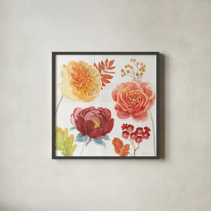 Wooded Harvest VIII by Beth Grove. Shown in a sleek black glass frame for a contemporary gallery look. Available as an archival giclee rolled canvas, fine art paper, or poster print. SKU 80875a.