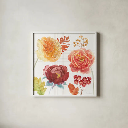 Wooded Harvest VIII by Beth Grove. Shown in a crisp white glass frame for a clean and minimalist style. Available as an archival giclee rolled canvas, fine art paper, or poster print. SKU 80875a.