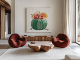 Wooded Harvest X by Beth Grove. Shown as extra-large giant wall art in a modern living room. Available as an archival giclee rolled canvas, fine art paper, or poster print. SKU 80877a.