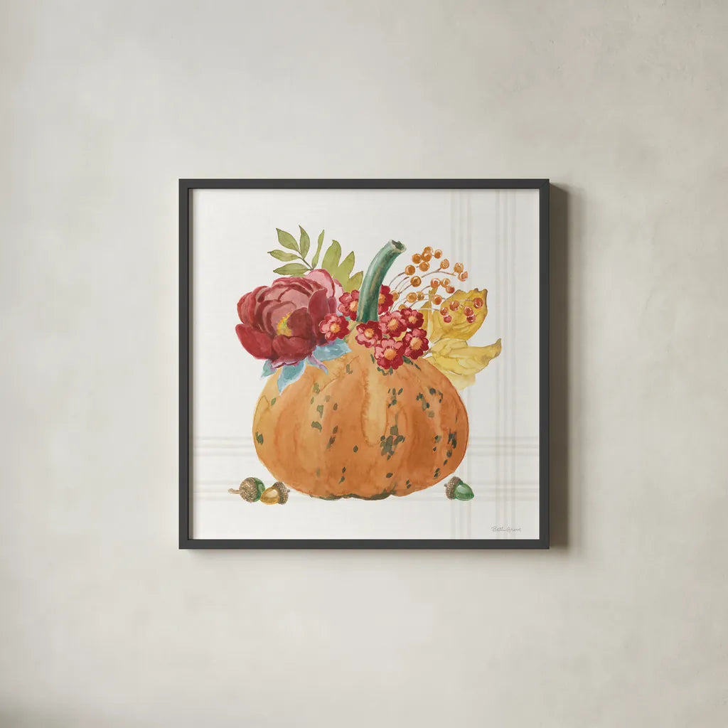 Wooded Harvest XI by Beth Grove. Shown in a sleek black glass frame for a contemporary gallery look. Available as an archival giclee rolled canvas, fine art paper, or poster print. SKU 80878a.