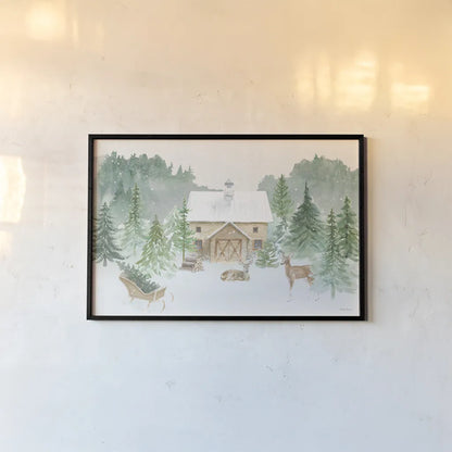 Wooded Winter I by Beth Grove. shown as a paper print in a black flame. Available as a archival giclee rolled canvas, fine art paper, or poster print. SKU 88955i.