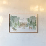 Wooded Winter I by Beth Grove. shown as a paper print in a natural frame. Available as a archival giclee rolled canvas, fine art paper, or poster print. SKU 88955i.