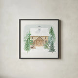 Wooded Winter II by Beth Grove. Shown in a sleek black glass frame for a contemporary gallery look. Available as an archival giclee rolled canvas, fine art paper, or poster print. SKU 88956a.