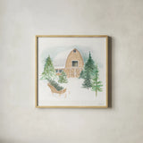 Wooded Winter IV by Beth Grove. Shown in a natural wood glass frame for a timeless modern aesthetic. Available as an archival giclee rolled canvas, fine art paper, or poster print. SKU 88958a.